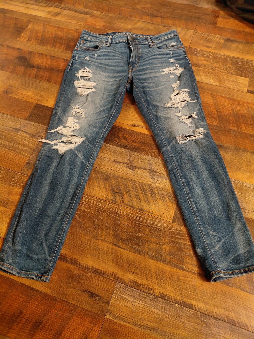 American Eagle  Blue Denim Ripped Skinny Jeans Mens